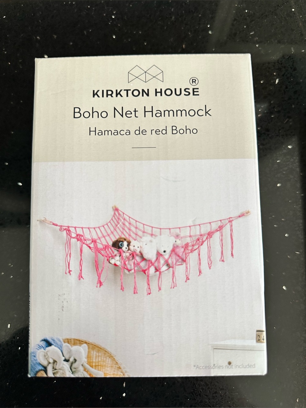 Kirkton House Pink Boho Macrame Net Hammock Stuffed Animal Storage In Pink